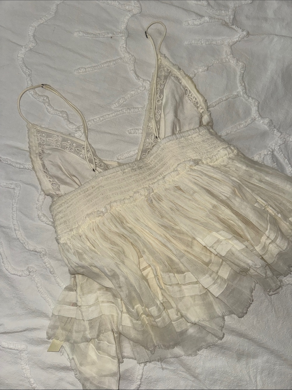 Lace & Ruffle Ivory Camisole Top - Picture 3 of 3